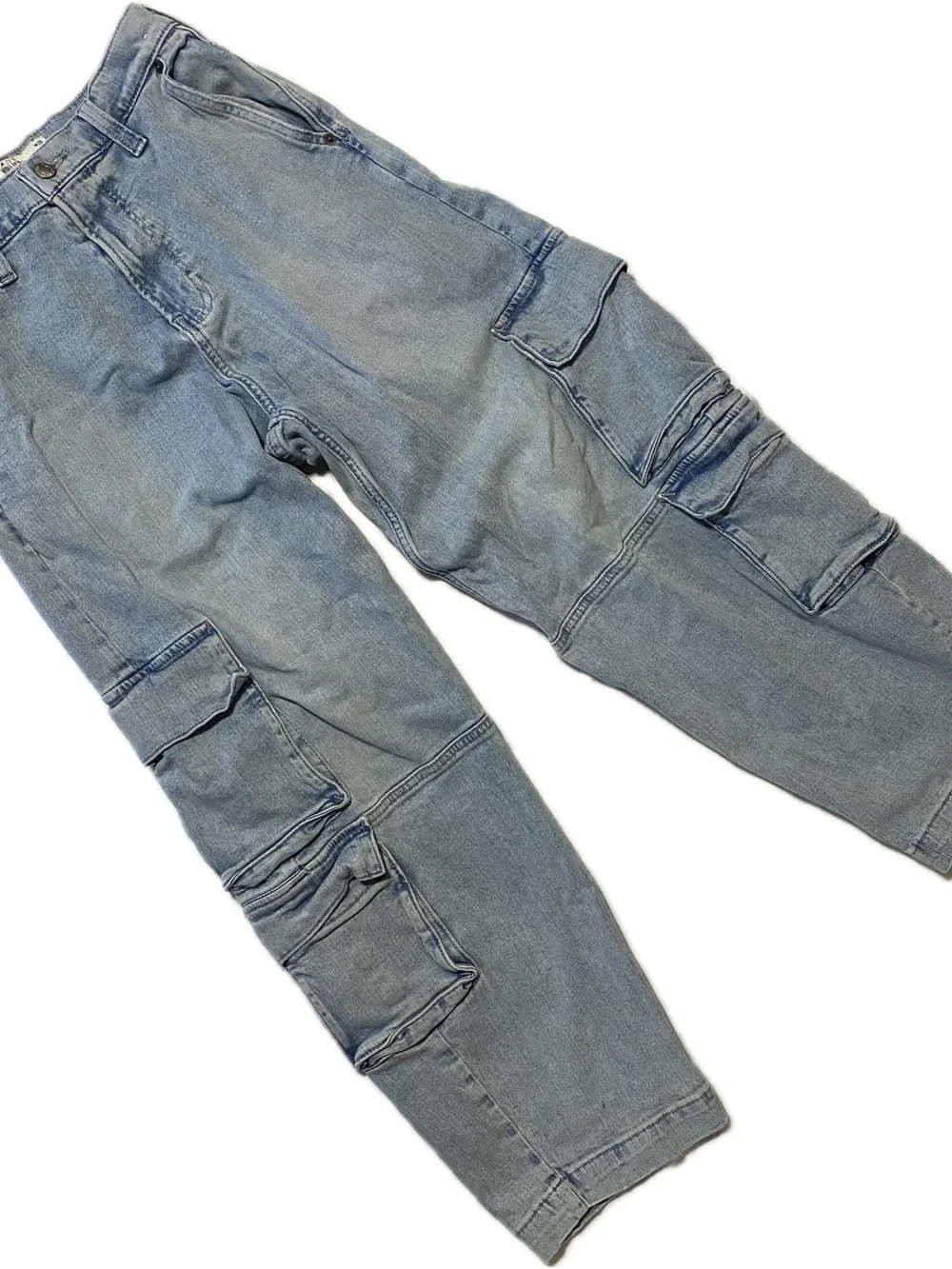 Hollister Baggy Light Blue Straight Cargo Jeans for Men